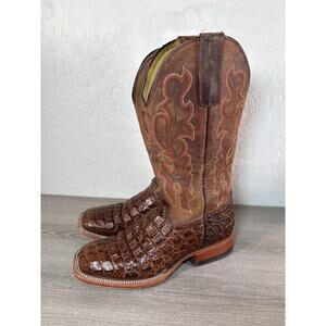 Horse Power Boys' 5 Anderson Crocodile Print Western Boot - Square Toe - HPK1070